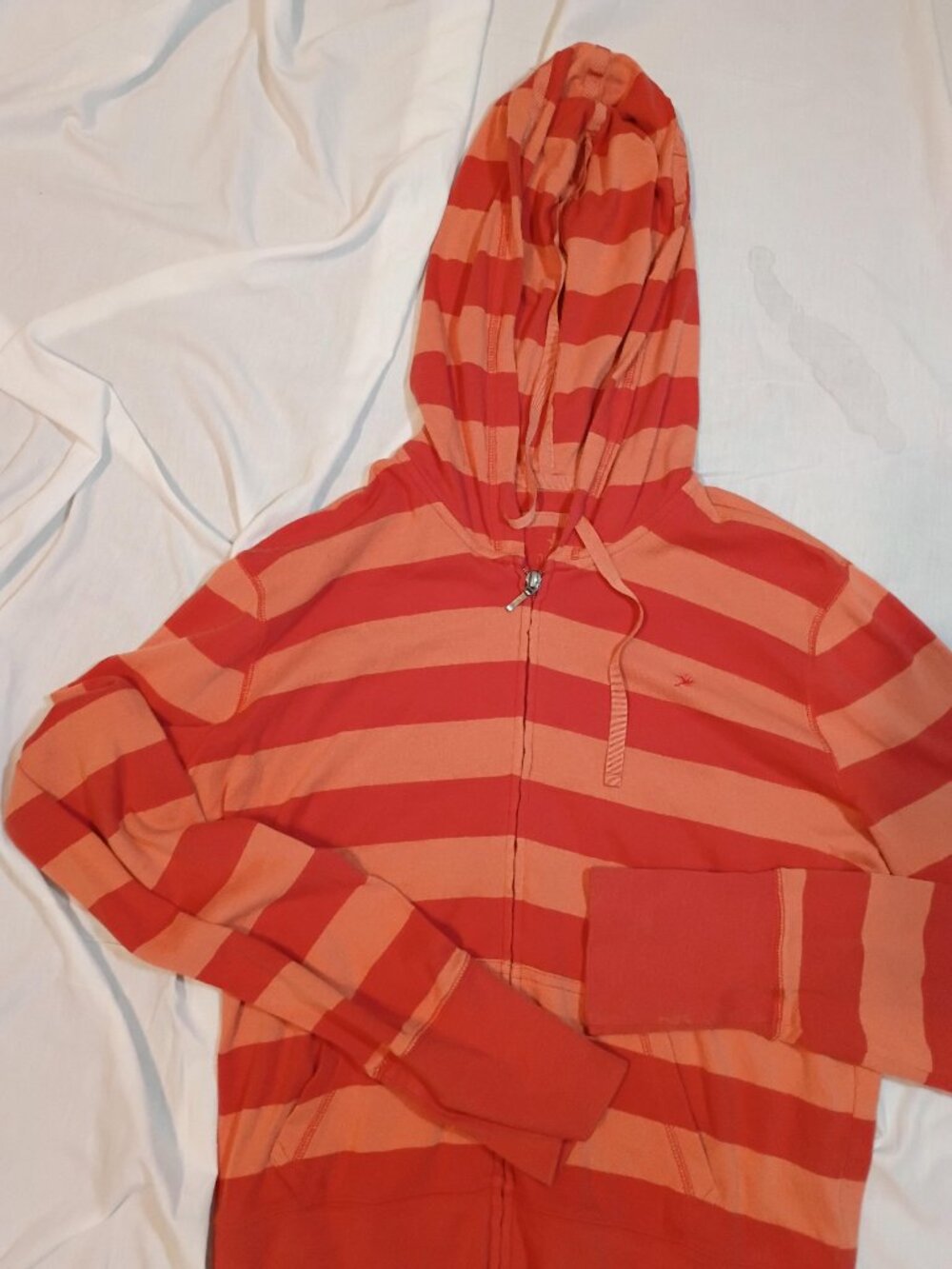 Aerie/Zip Hoodie/Womens XL/Orange/Y2K Striped Vintage Full Zip Athleisure Jacket - Picture 5 of 8